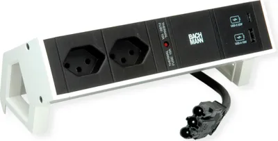 Obrázok produktu pre Bachmann Desk 2, Vnútorný, Typ J, Čierna, Biela, 2 AC zásuvky/AC zásuviek, 1 kusov