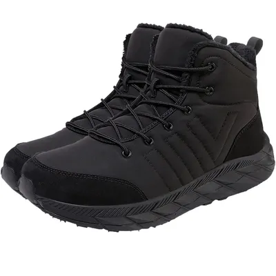 Produktbild von Winter Barfußschuhe Warm Gefüttert Winterschuhe Breite Zehen Winterstiefel, Schwarz Gr. 39