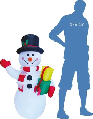 Obrázok produktu pre Nafukovací svietiaci snehuliak s darčekmi 124 cm
