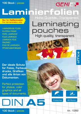 Produktbild von GENIE Laminiertaschen 100 A5 - Folien