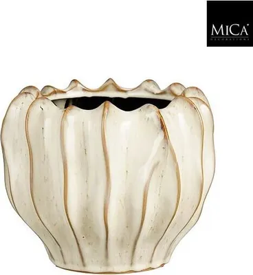 Produktbild von Mica Decorations Pflanzen/Blumentopf Thom - cremefarben - Keramik - 19 x 24 cm