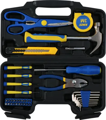 Produktbild von KINZO Werkzeugkoffer 39-teilig - Haushalts-Werkzeug im Kunststoffkoffer - ideal für den Hausgebrauch