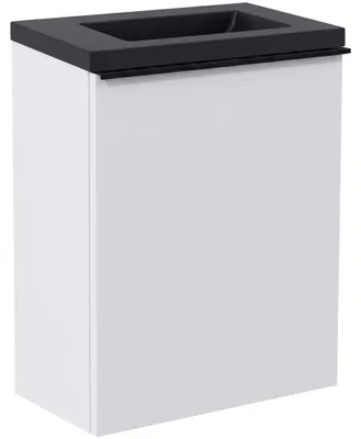 Immagine prodotto di CERANO - Mobile lavabo per bagno Zola - bianco opaco + lavabo in marmo lit. - nero opaco - 40x55x23,5 cm