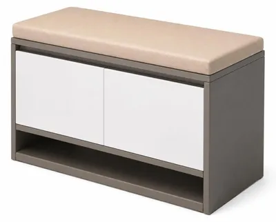 Image de Banc à chaussures avec assise et espace de rangement, couleur grise, 60 cm
