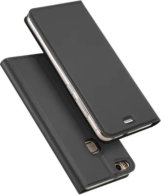 Produktbild von Conie Ultra Slim Klapp Tasche für Huawei P10 Lite Kartenfach Hülle Rundumschutz in Anthrazit / Grau