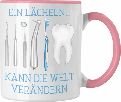 Produktbild von Trendation - Ein Lächeln Kann Die Welt Verändern Tasse Geschenk für Zahnarzt Zahnärztin Lustiger Spruch Geschenkidee Weihnachten Geburtstag (Rosa)