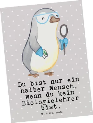 Produktbild von Mr. & Mrs. Panda Postkarte Biologielehrer Herz - Grau Pastell - Geschenk, Lustig, Ansichtskarten, Ansichtskarte, Grundschule, Biologie, Postkarten, Grußkarte, Motivkarte