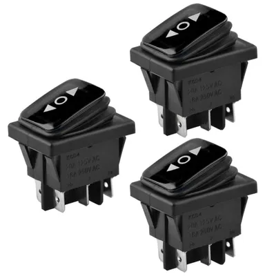 Image de ETOPARS, 3 interrupteurs basculants pour voiture, noirs, 16A/250V, 20A/125V, position "ON"