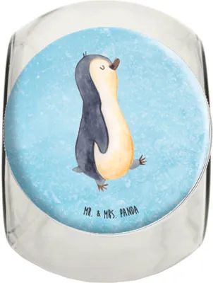 Produktbild von Mr. & Mrs. Panda Kaffeedose Pinguin marschieren L 870ml - Eisblau - Geschenk, Bruder, Pinguine, Spazieren, Familie, Vorratsdose, Bonbonglas, Süßigkeiten Glas, Bonboniere