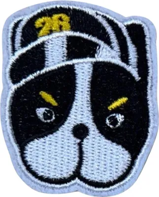Produktbild von Bulldoggen-Hund mit Haustier-Emblem zum Aufbügeln
