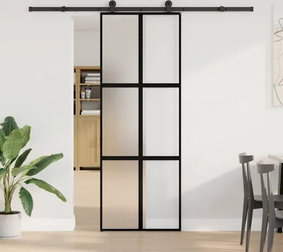 Immagine prodotto di Porta Scorrevole Ferramenta 76x205 cm Vetro Temperato Alluminio