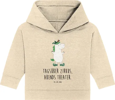 Produktbild von Mr. & Mrs. Panda Organic Baby Hoodie Einhorn Joker 12. - 18. Monat - Natural Raw - Geschenk, Unicorn, Gaukler, Kapuzensweatshirt, Mittelalter, Einhörner, Kapuzenshirt