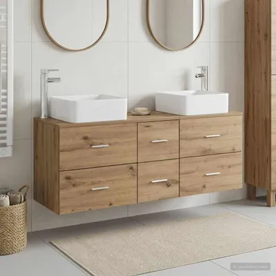 Immagine prodotto di Maison Exclusive - Set di 3 mobili da bagno in legno effetto rovere artigianale, dimensioni 129 x 41 x 80 cm