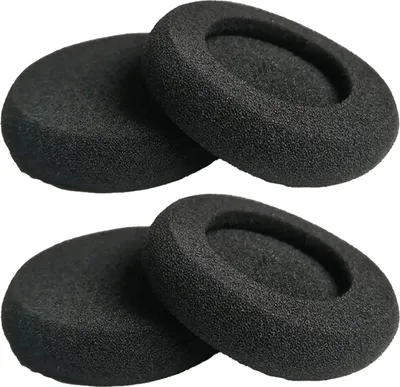 Two pairs of black foam earphone cushions are arranged in two rows on a white background.