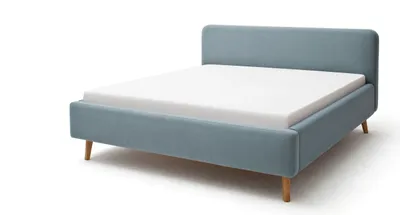 Produktbild von Meise Möbel Mattis Polsterbett 160x200cm Holzfuß Kopfteil Glatt Eisblau