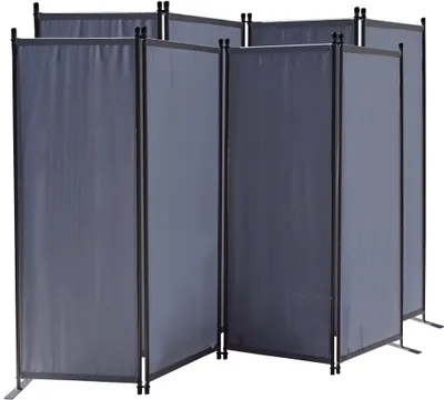Produktbild von 2 Stück Paravent 4 Teilig 165 x 220 cm Grau - Garten & Balkon Sichtschutz Stellwand Innen & Außen - Raumteiler Trennwand Faltbar Blickdicht & Wetterfest