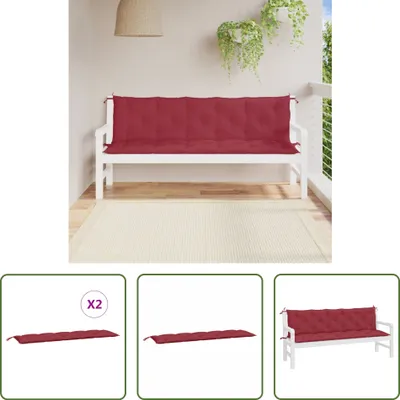 Produktbild von The Living Store Gartenbank-Auflagen 2 Stk. Weinrot 180x50x7 cm Oxford-Gewebe