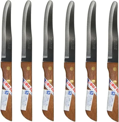Produktbild von 6er-Pack [ 6x #792 ] KOM KOM Thailand Messer mit Holzgriff 22cm / Küchenmesser