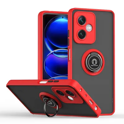 Immagine prodotto di Custodia per Xiaomi Redmi Note 12 traslucida opaca in TPU con supporto ad anello e supporto Rosso