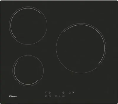 Produktbild von Candy Timeless CH63CT, Schwarz, Integriert, 59 cm, Keramik, Glaskeramik, 3 Zone(n)