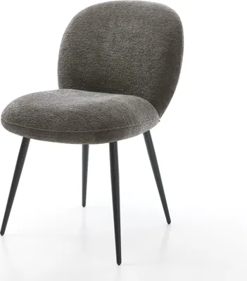 Produktbild von DELIFE Esszimmerstuhl Nube-Flex Bouclé Soft Schlamm 4-Fuß konisch Schwarz Taschenfederkern