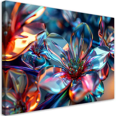 Produktbild von Leinwandbild 3D-Glasblumenstrauß 100x70 Feeby Bunt bild für die wand bereit zum aufhängen