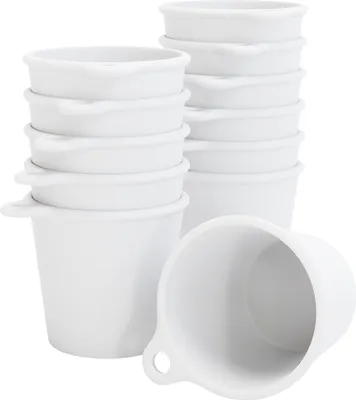 Produktbild von SoPro 12x Schnapsbecher Plastik 4 cl wiederverwendbar - Shotgläser 40 Milliliter weiß - Mehrweg Schnapsglas zum Umhängen