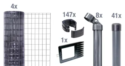 Immagine prodotto di Alberts 669072 Fix-Clip Pro come set completo di recinzione, per il fissaggio nel calcestruzzo, verde, altezza 102 cm, lunghezza 100 m