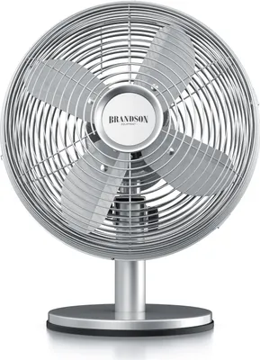 Produktbild von Brandson Tischventilator, mobiler Lüfter, oszillierend 80°, Ventilator mit 3 Geschwindigkeitsstufen, Robustes Voll-Metallgehäuse, Neigungswinkel ca. 40 Grad, Silber