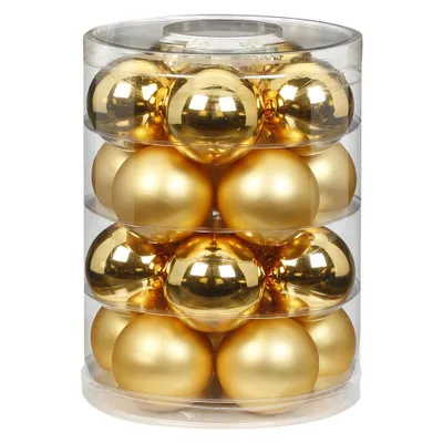 Produktbild von Weihnachtskugeln Glas 6cm, 20 Stück, Farbe:Inkagold glanz / matt