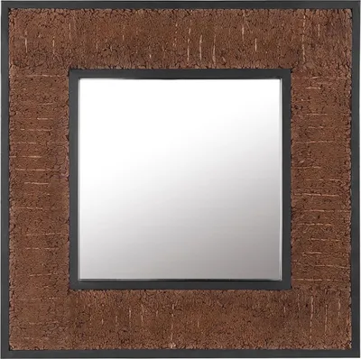 Zdjęcie produktu dla BELIANI Lustro ścienne ciemnobrązowy tekowe 60 x 60 cm styl rustykalny