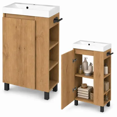 Produktbild von paplinskimoebel Waschbecken mit Unterschrank SEVA Stehend oder Hängend Badmöbel Badezimmer Toilettenpapierhalter Waschbeckenunterschrank Links/Rechts, KI-generiertes Bild