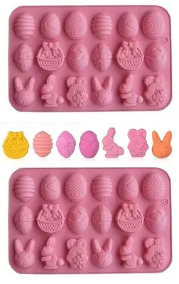 Produktbild von GKA 2 Stück Pralinenform für 36 Osterhasen und Ostereier Schokoladenform Ostern