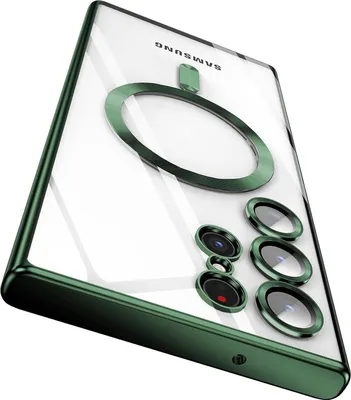 Image de Etui pour Samsung Galaxy S23 Ultra Magnétique Ultra Fin Transparent avec Magsafe et Camera Cover Vert