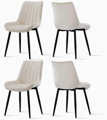 Produktbild von Set aus 4 Esszimmerstühlen | Weichhaarbezug, Höchstes Sitzkomfort | Stabile Metallbeine | Küchen, Wohnzimmer & Lounge Stühle