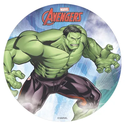 Obrázok produktu pre Jedlá dekorácia na tortu Avengers Hulk Captain America Cake Topper dekorácia na tortu, priemer kruhu :20 cm, motív:Avengers Hulk
