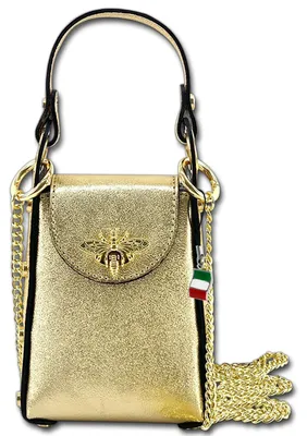 Imagen del producto de Bolso de cuero dorado, pequeño, 13x18x6 cm, marca Florence, modelo D3OTF813Z