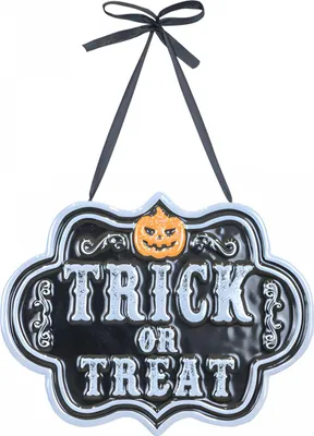 Produktbild von Trick or Teat Metallschild als Halloween Deko 25cm