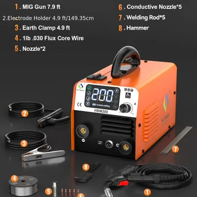 Productafbeelding van 3-in-1 Lasapparaat 200A - Multifunctionele MIG TIG MMA Welder voor Professioneel en Hobby Gebruik