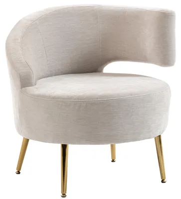 Produktbild von HOMCOM Loungesessel Sessel mit Chenille-Optik, Schrägere Rückenlehne, Cremeweiß