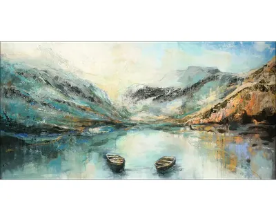 Produktbild von Leinwandbild Original Bergseeidylle 180x90 cm