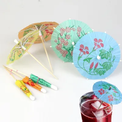 Productafbeelding van Cocktailparaplu's - Decoratie - Kleine paraplu's - Papieren paraplu's - Mini-drankparaplu's - Mini-paraplu's - Cocktailsticks