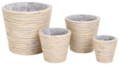Produktbild von Blumentopf Rattan grau | Pflanzkorb 4er Set 27cm