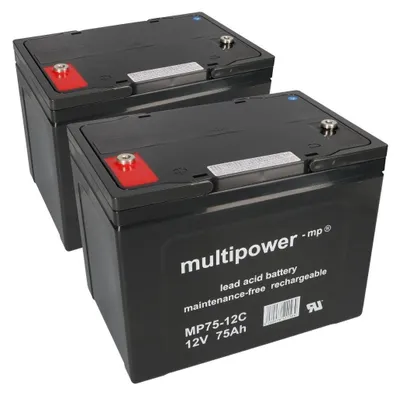 Image de Batterie plomb compatible E-Mobil Cascare 2x 12V 75Ah Multipower MP