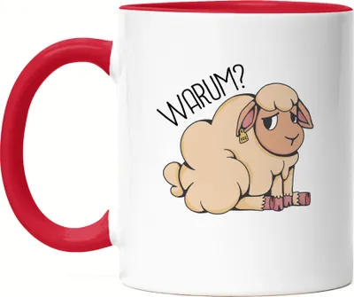 Produktbild von Warum Tier Essen Tasse Rot Vegan Vegetarier Geschenkidee Plant-Based Tierwohl Süßes Schaf