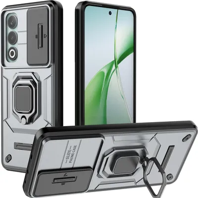 Obrázek produktu pro Pouzdro pro OnePlus Nord CE4 5G dvouvrstvé pouzdro s posuvnou ochranou kamery a držákem prstenu, stojánek Šedá