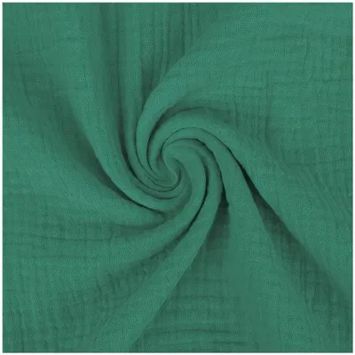 Musselin Stoff extra breit 280 cm in Petrol – Double Gauze Baumwollstoff Meterware für Bettwäsche und Gardinen.