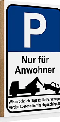 Produktbild von Holzschild Parken 20x30cm Parkplatzschild nur Anwohner