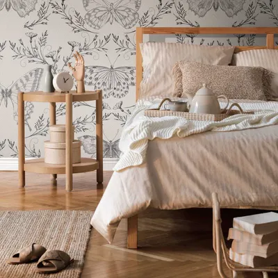 Immagine prodotto di Profhome 392001-GU Carta da parati in tessuto non tessuto farfalle grigio beige nero 1,59 m x 2,8 m