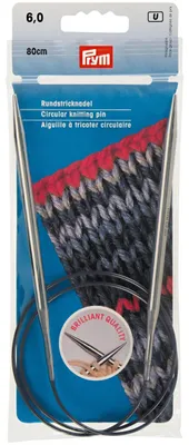 Productafbeelding van Prym Premium koperen rondbreinaalden, zilverkleurig (80 cm) – Verchroomde breinaald, diameter 6 mm x 80 cm